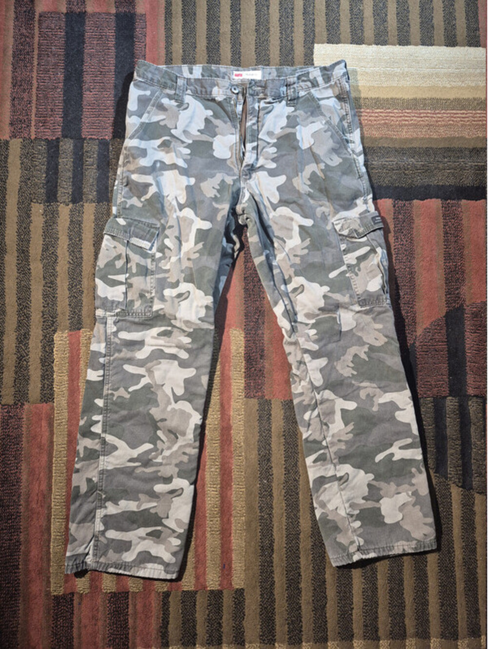 Wrangler Fleece Lined Cargo Pants Men's 34x32 Gray Camo